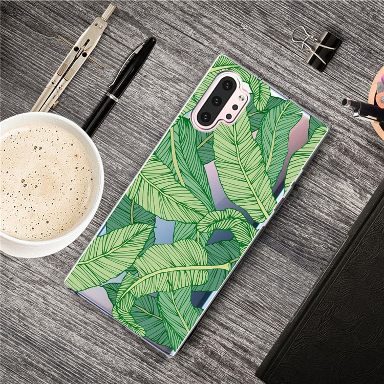 Motif Impression Claire TPU Couverture De Cas De Téléphone Portable Pour Samsung Galaxy Note 10 Pro - Feuilles De Banane-1