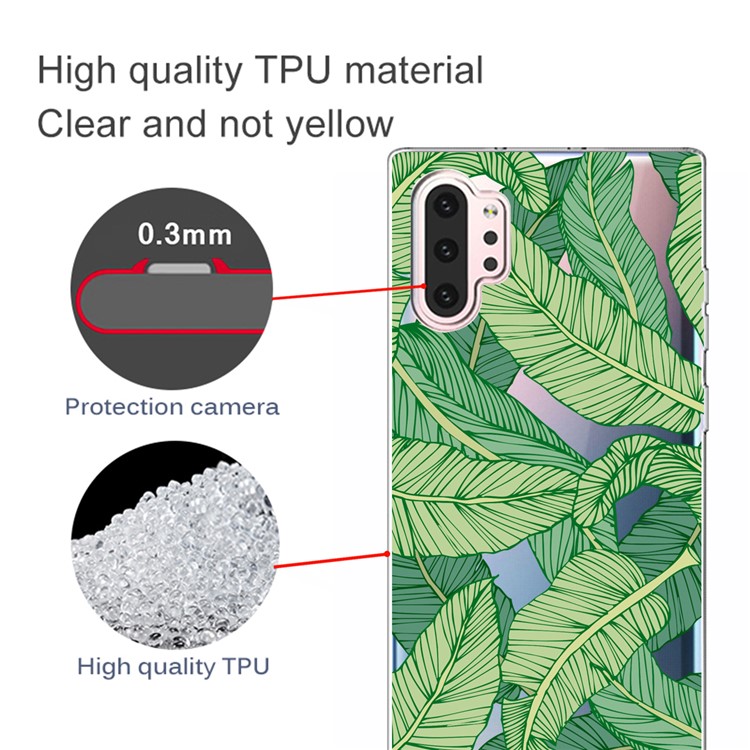 Motif Impression Claire TPU Couverture De Cas De Téléphone Portable Pour Samsung Galaxy Note 10 Pro - Feuilles De Banane-2