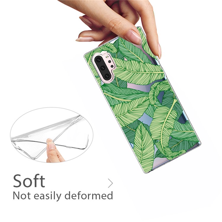 Motif Impression Claire TPU Couverture De Cas De Téléphone Portable Pour Samsung Galaxy Note 10 Pro - Feuilles De Banane-3