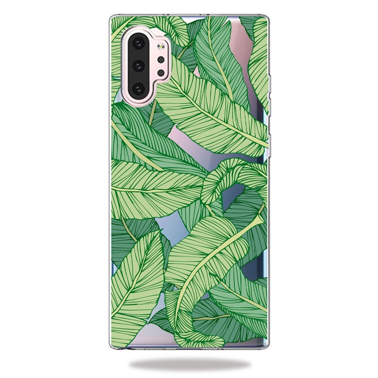 Motif Impression Claire TPU Couverture De Cas De Téléphone Portable Pour Samsung Galaxy Note 10 Pro - Feuilles De Banane-4