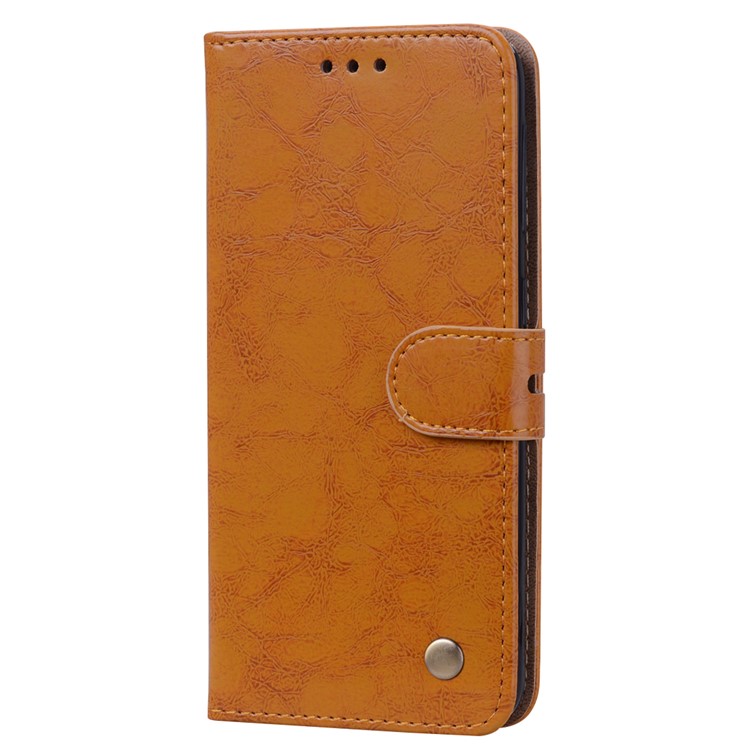 HAT PRINCE Vintage Style Oil Wax Leather Wallet Stand Phone Casing for Samsung Galaxy A20e - Brown-2