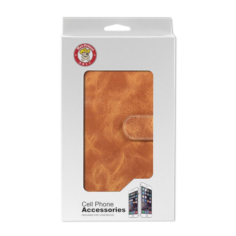 HAT PRINCE Vintage Style Oil Wax Leather Wallet Stand Phone Casing for Samsung Galaxy A20e - Brown-7