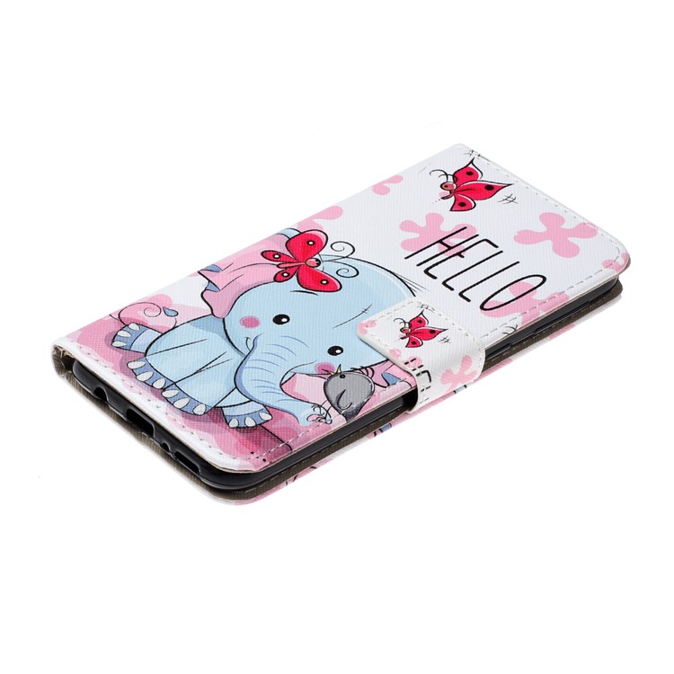 Pattern Printing Leather Wallet Case for Samsung Galaxy A20/A30 - Elephant-3