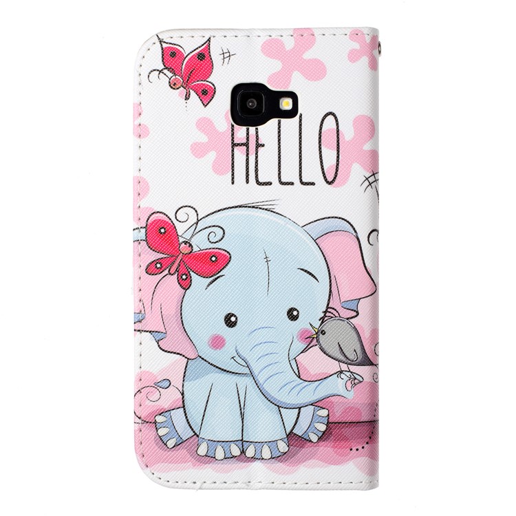 Pattern Printing Flip Leather Wallet Stand Phone Shell for Samsung Galaxy J4 Plus - Elephant-2