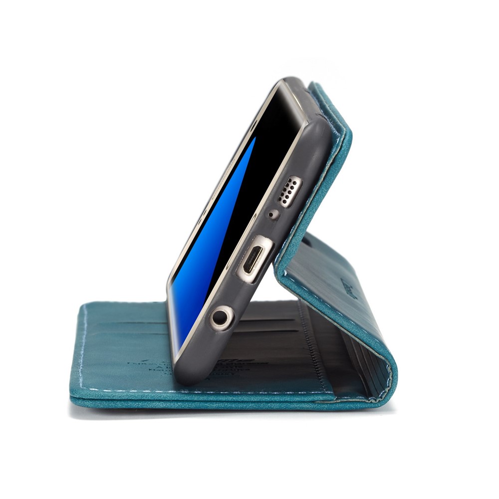 CASEME 013 Series Auto-absorbed Leather Wallet Stand Casing for Samsung Galaxy S7 edge G935 - Blue-4