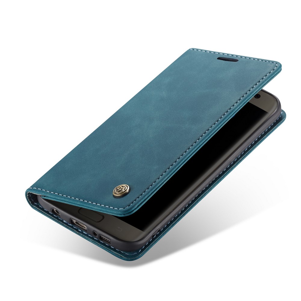 CASEME 013 Series Auto-absorbed Leather Wallet Stand Casing for Samsung Galaxy S7 edge G935 - Blue-6