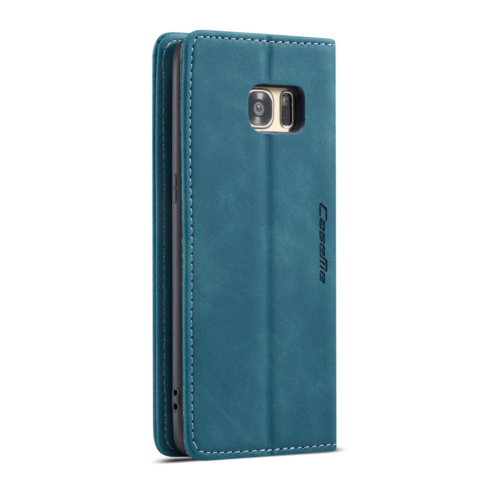 CASEME 013 Series Auto-absorbed Leather Wallet Stand Casing for Samsung Galaxy S7 edge G935 - Blue-8