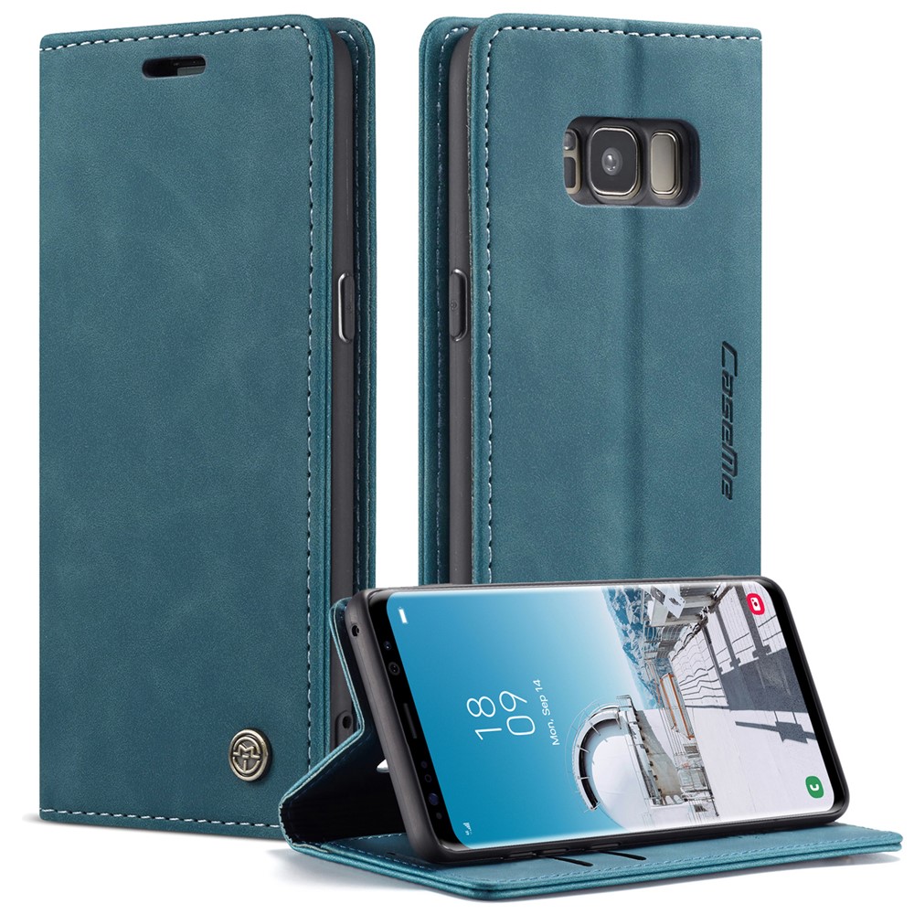 CASEME 013 Series Auto-absorbed Leather Wallet Stand Phone Case Cover for Samsung Galaxy S8 G950 - Blue-1