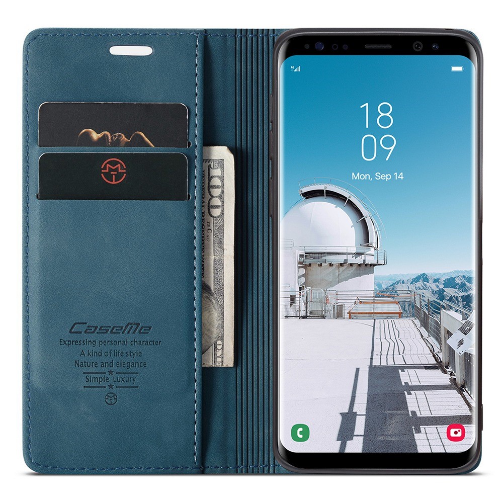 CASEME 013 Series Auto-absorbed Leather Wallet Stand Phone Case Cover for Samsung Galaxy S8 G950 - Blue-2