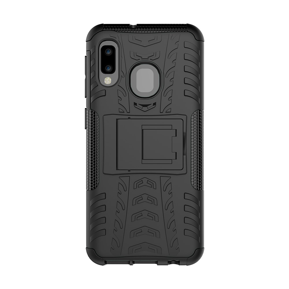 Anti-drop Good Protection Tablet Cubt Case PC Anti-slip PC + TPU Híbrida Concha Protectora Con Papel de Patada Para Samsung Galaxy A20e - Negro