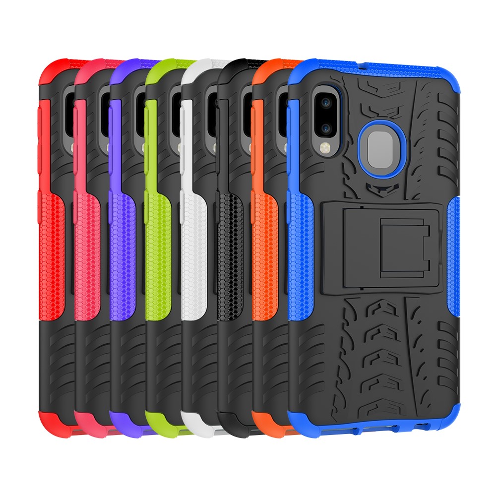 Anti-slip PC + TPU Hybrid Case with Kickstand for Samsung Galaxy A20e - Black-9