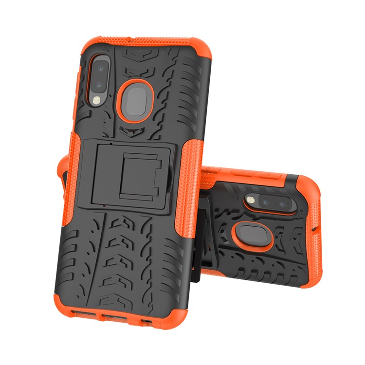 Anti-slip PC + TPU Hybrid Case with Kickstand for Samsung Galaxy A20e - Orange-2