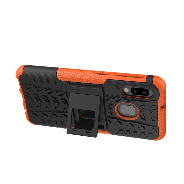 Anti-slip PC + TPU Hybrid Case with Kickstand for Samsung Galaxy A20e - Orange-5