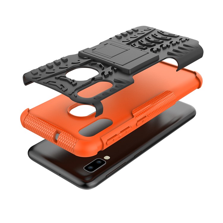 Anti-slip PC + TPU Hybrid Case with Kickstand for Samsung Galaxy A20e - Orange-6