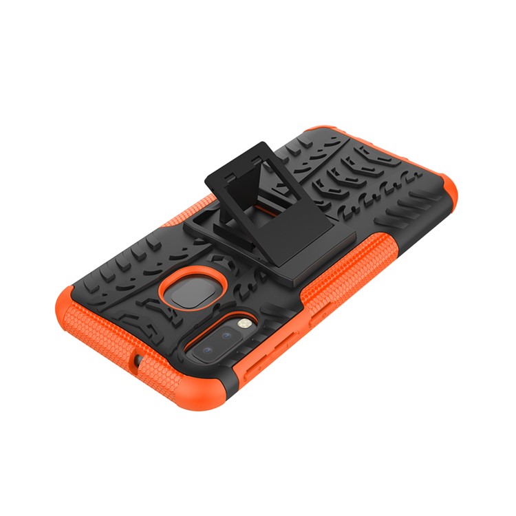 Anti-slip PC + TPU Hybrid Case with Kickstand for Samsung Galaxy A20e - Orange-7
