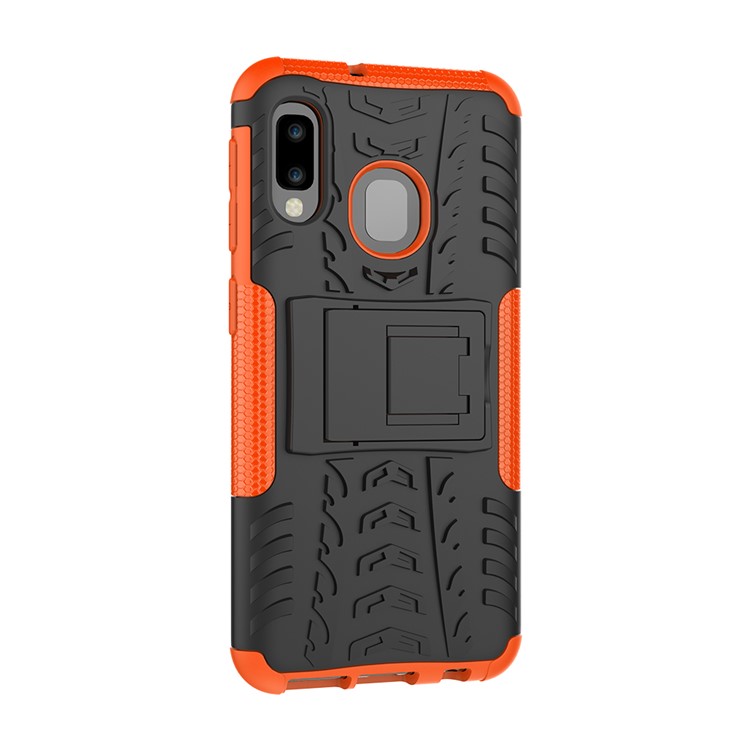 Anti-slip PC + TPU Hybrid Case with Kickstand for Samsung Galaxy A20e - Orange-8