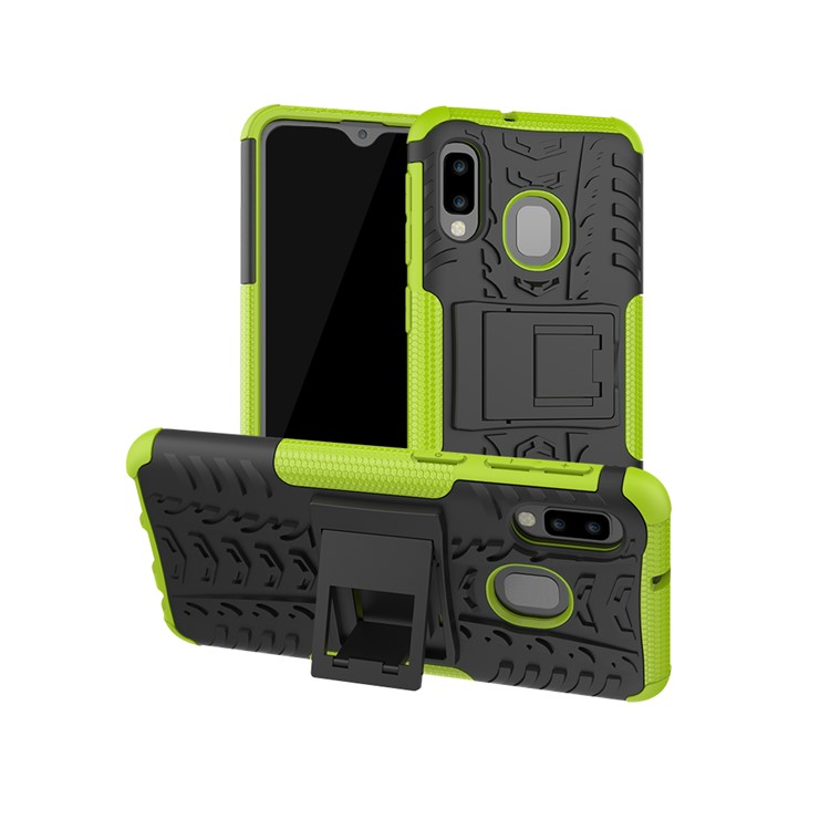 Anti-slip PC + TPU Hybrid Case with Kickstand for Samsung Galaxy A20e - Green-1