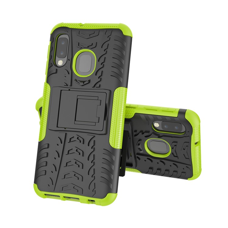 Anti-slip PC + TPU Hybrid Case with Kickstand for Samsung Galaxy A20e - Green-2