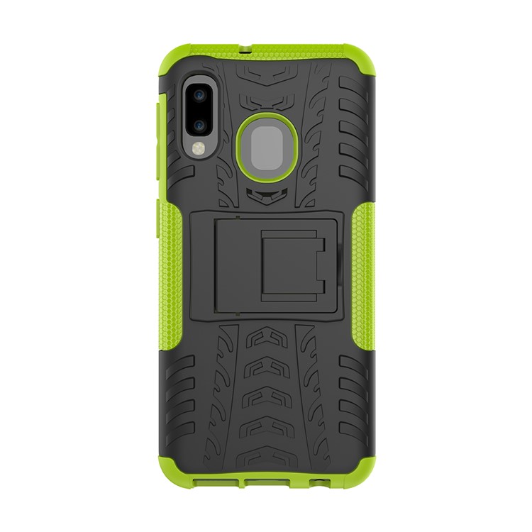 Anti-slip PC + TPU Hybrid Case with Kickstand for Samsung Galaxy A20e - Green-3