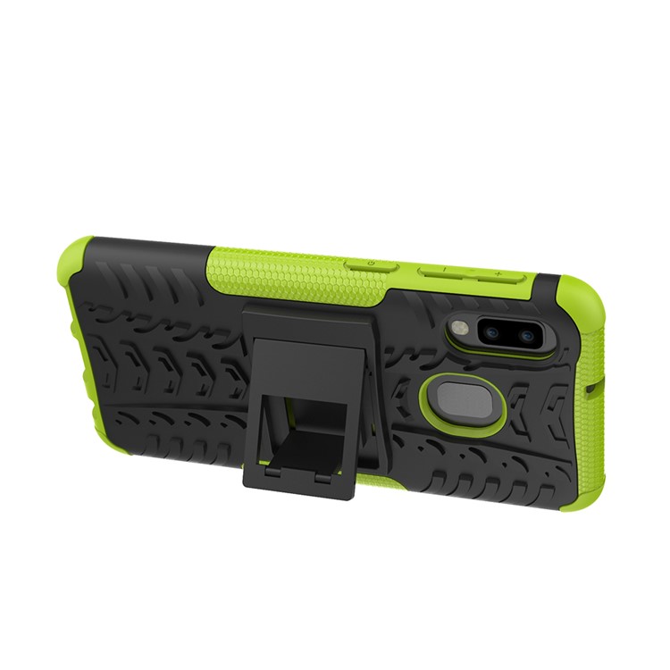 Anti-slip PC + TPU Hybrid Case with Kickstand for Samsung Galaxy A20e - Green-5