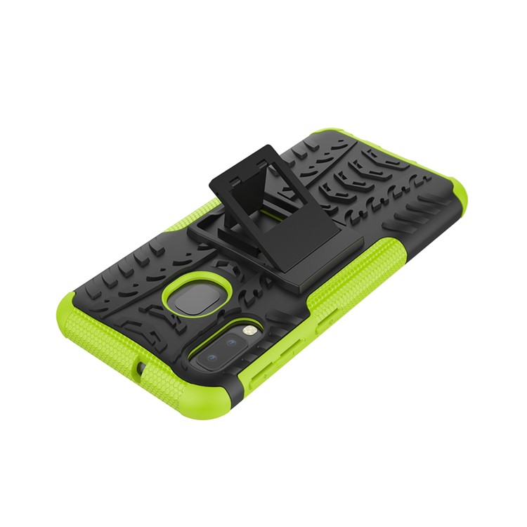 Anti-slip PC + TPU Hybrid Case with Kickstand for Samsung Galaxy A20e - Green-7