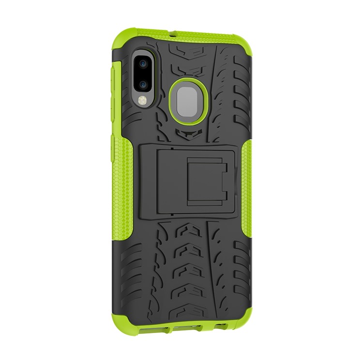 Anti-slip PC + TPU Hybrid Case with Kickstand for Samsung Galaxy A20e - Green-8