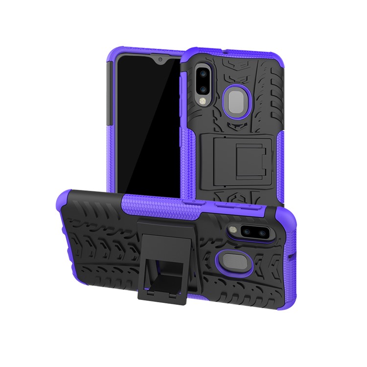 Anti-slip PC + TPU Hybrid Case with Kickstand for Samsung Galaxy A20e - Purple-1