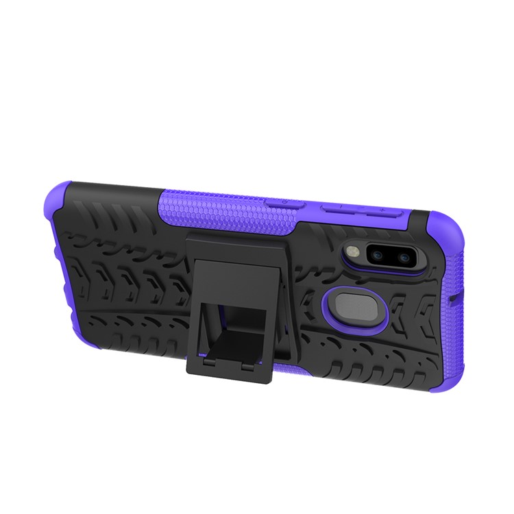 Anti-slip PC + TPU Hybrid Case with Kickstand for Samsung Galaxy A20e - Purple-5