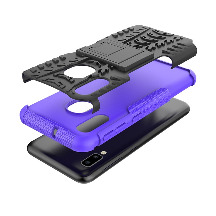 Anti-slip PC + TPU Hybrid Case with Kickstand for Samsung Galaxy A20e - Purple-6