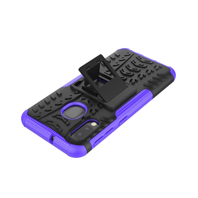 Anti-slip PC + TPU Hybrid Case with Kickstand for Samsung Galaxy A20e - Purple-7