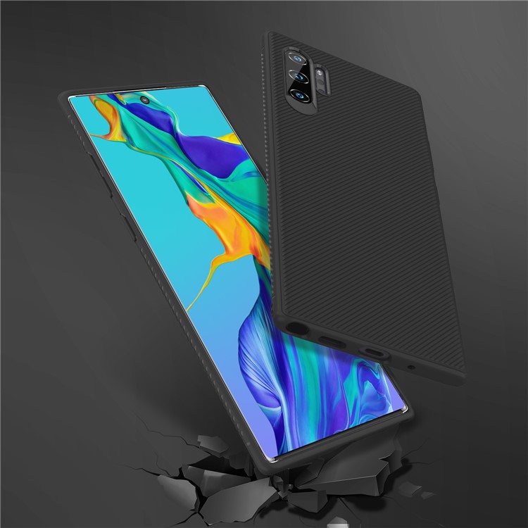 Caixa Do Telefone Móvel TPU Da Textura Da Sarja Da Série Do Jazz Para A Nota 10 Da Galáxia De Samsung Pro - Preto-6
