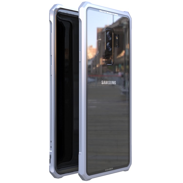 

Металлический Каркас + Стеклянная Задняя Крышка Телефона Чехол Для Samsung Galaxy S9 Plus G965 - Серебряный, Galaxy S9+