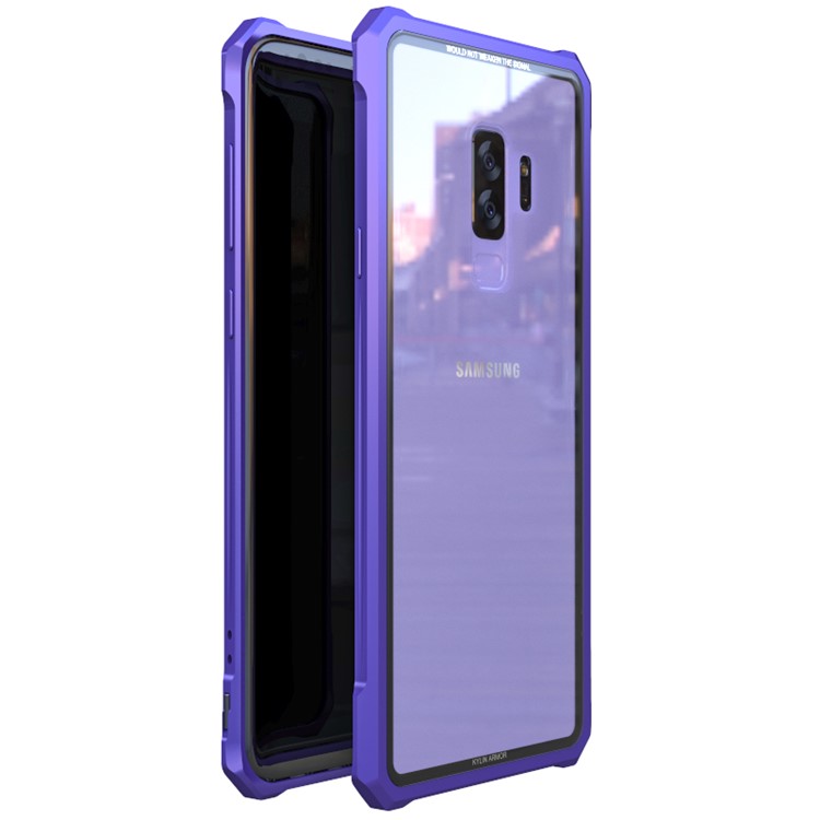 

Металлический Каркас + Стеклянная Задняя Крышка Телефона Чехол Для Samsung Galaxy S9 Plus G965 - Пурпурный, Galaxy S9+