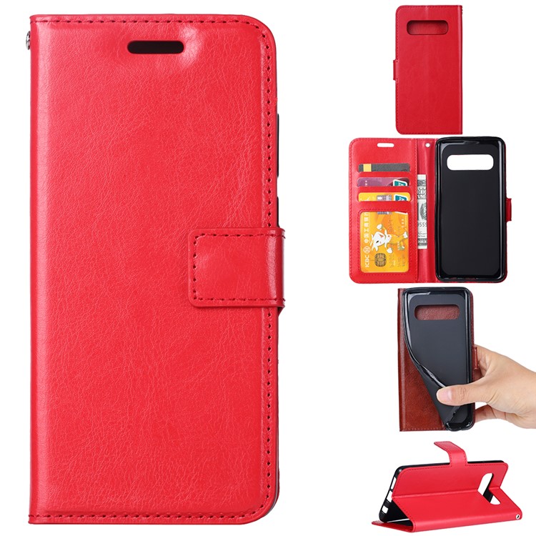 Photo Slot Leather Phone Shell for Samsung Galaxy S10 5G - Red-1