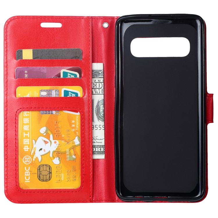 Photo Slot Leather Phone Shell for Samsung Galaxy S10 5G - Red-4