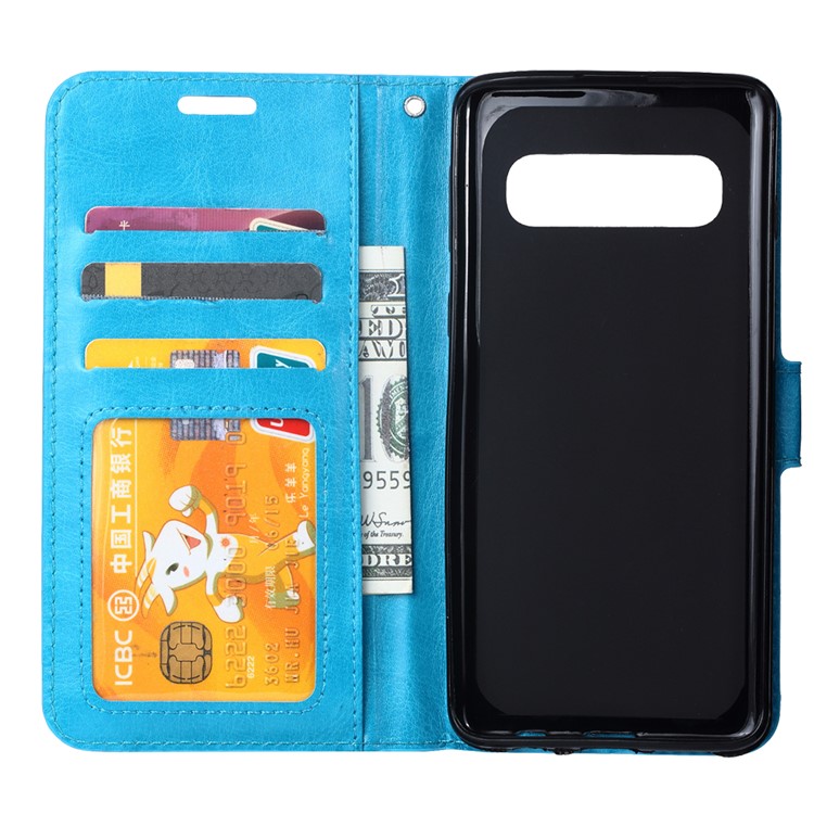 Photo Slot Leather Phone Shell for Samsung Galaxy S10 5G - Blue-4