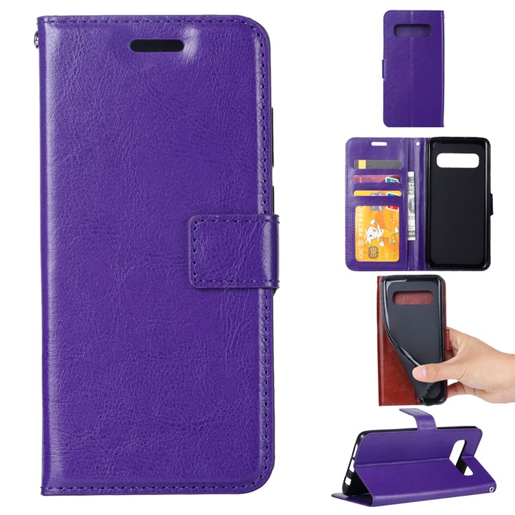 Photo Slot Leather Phone Shell for Samsung Galaxy S10 5G - Purple-1