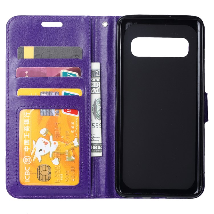 Photo Slot Leather Phone Shell for Samsung Galaxy S10 5G - Purple-4