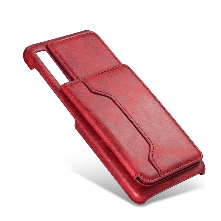 PU Leather + PC Card Holder Kickstand Phone Case for Samsung Galaxy A70 - Red-2