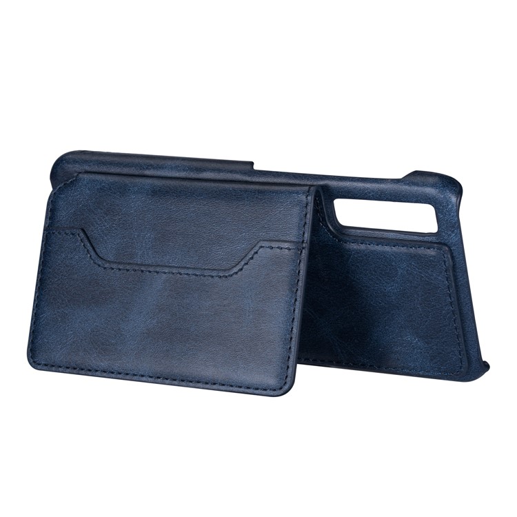 PU Leather + PC Card Holder Kickstand Phone Shell for Samsung Galaxy A50 - Blue-4