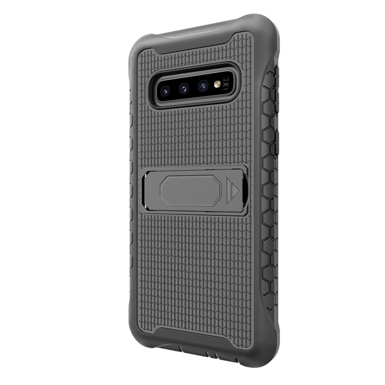 Football Grain PC + TPU Hybrid Case with Kickstand for Samsung Galaxy S10 - Black-10