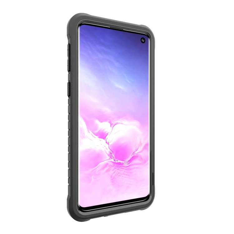 Football Grain PC + TPU Hybrid Case with Kickstand for Samsung Galaxy S10 - Black-14