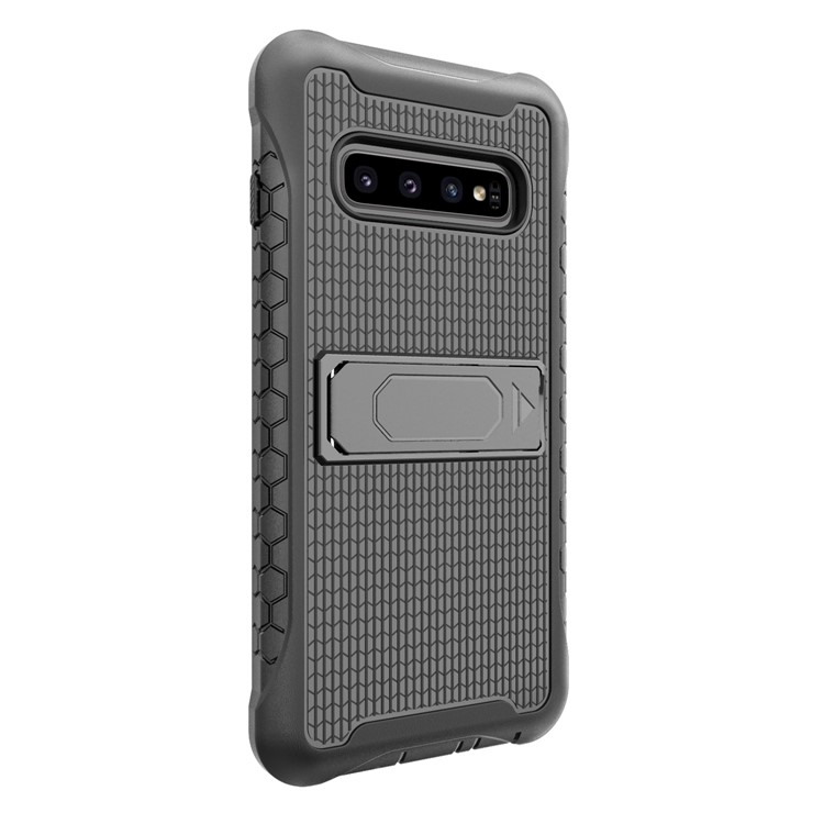 Football Grain PC + TPU Hybrid Case with Kickstand for Samsung Galaxy S10 - Black-15
