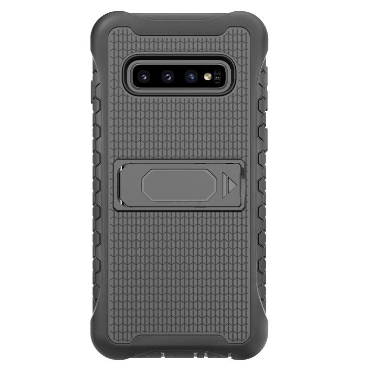 Football Grain PC + TPU Hybrid Case with Kickstand for Samsung Galaxy S10 - Black-16