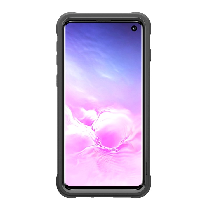 Football Grain PC + TPU Hybrid Case with Kickstand for Samsung Galaxy S10 - Black-18