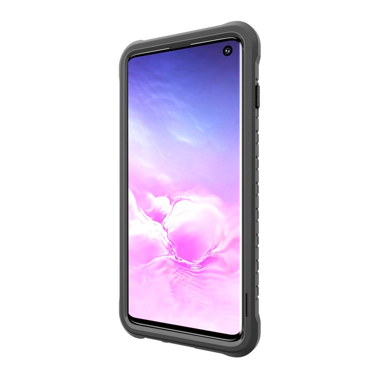 Football Grain PC + TPU Hybrid Case with Kickstand for Samsung Galaxy S10 - Black-21