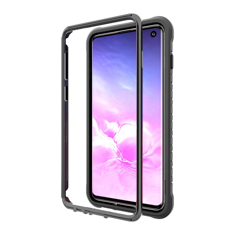 Football Grain PC + TPU Hybrid Case with Kickstand for Samsung Galaxy S10 - Black-22