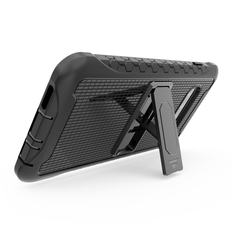Football Grain PC + TPU Hybrid Case with Kickstand for Samsung Galaxy S10 - Black-27