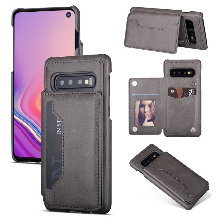 

ПУ Кожа + Держатель Карты ПК Подставка Для Телефона Чехол Для Samsung Galaxy S10 Plus - Серый, Galaxy S10 Plus