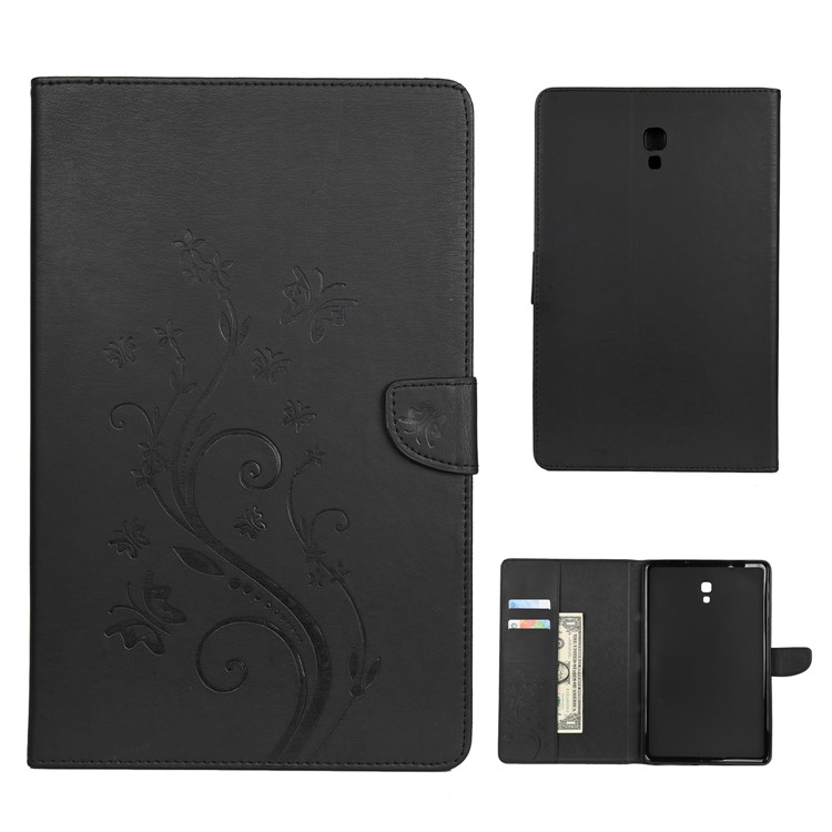 

Butterfly Flowers Imprinted Leather Wallet Tablet Shell with Stand for Samsung Galaxy Tab A 10.5 (2018) T590 T595 - Black, Galaxy Tab A 10.5 (2018) T590 T595